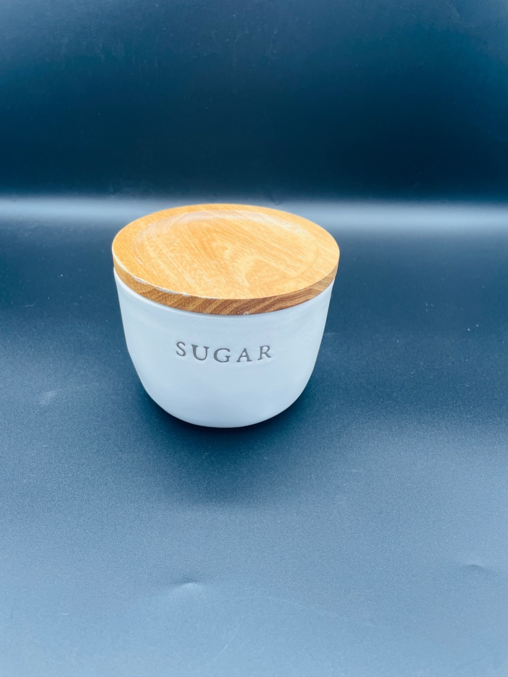 Hearth & Hand with Magnolia Stoneware Sugar Jar Round Wood Lid Farmhouse